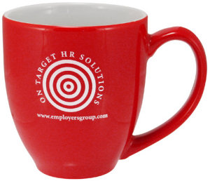 Promotional Ceramic Mugs: 16oz Red Two Tone Bistro Mugs